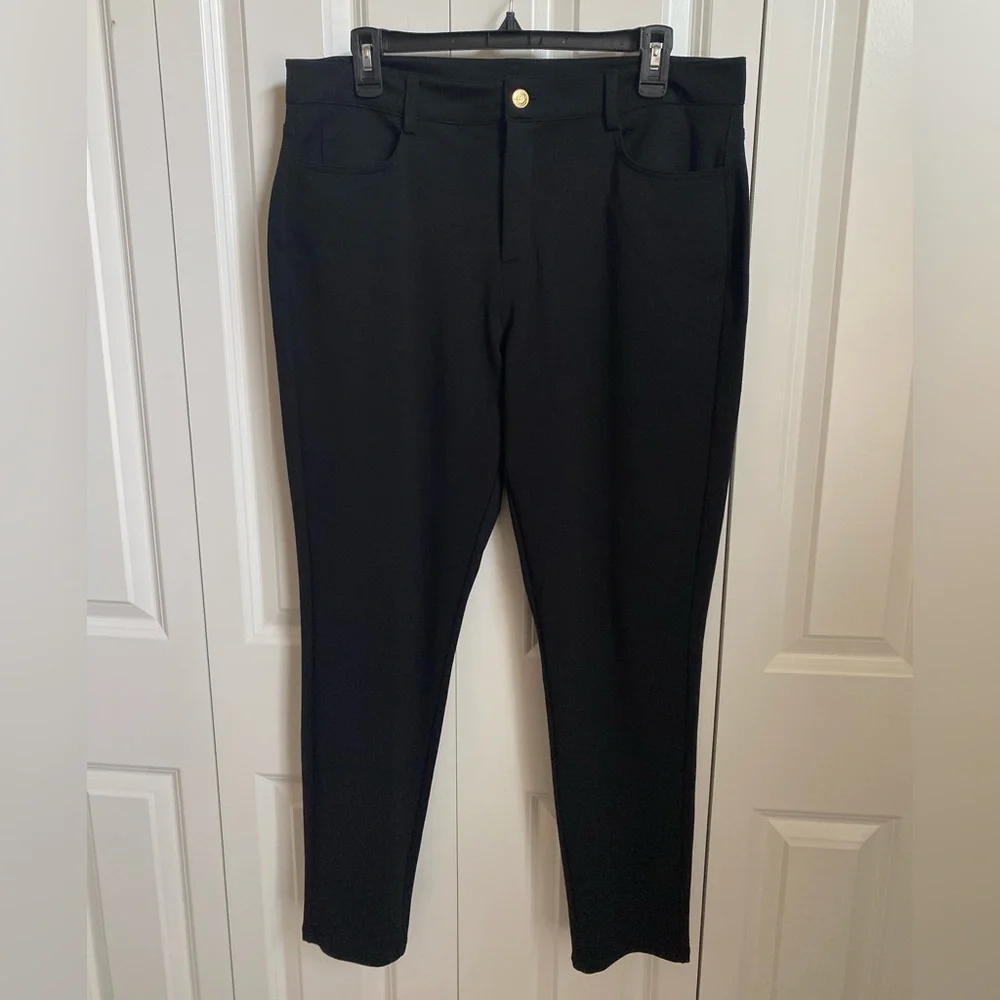 MICHAEL Michael Kors Black Pants with Gold Label Detail - Picture 1 of 7